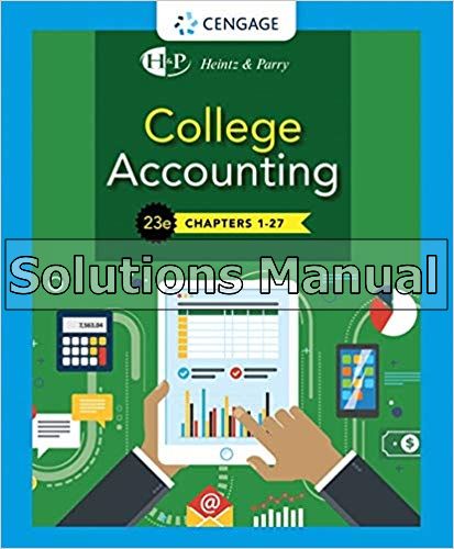 College Accounting Chapters 1 27 23rd Edition Heintz Solutions Manual - download pdf  PDF BOOK