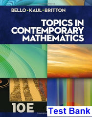 Topics in Contemporary Mathematics 10th Edition Bello Test Bank - download pdf  PDF BOOK
